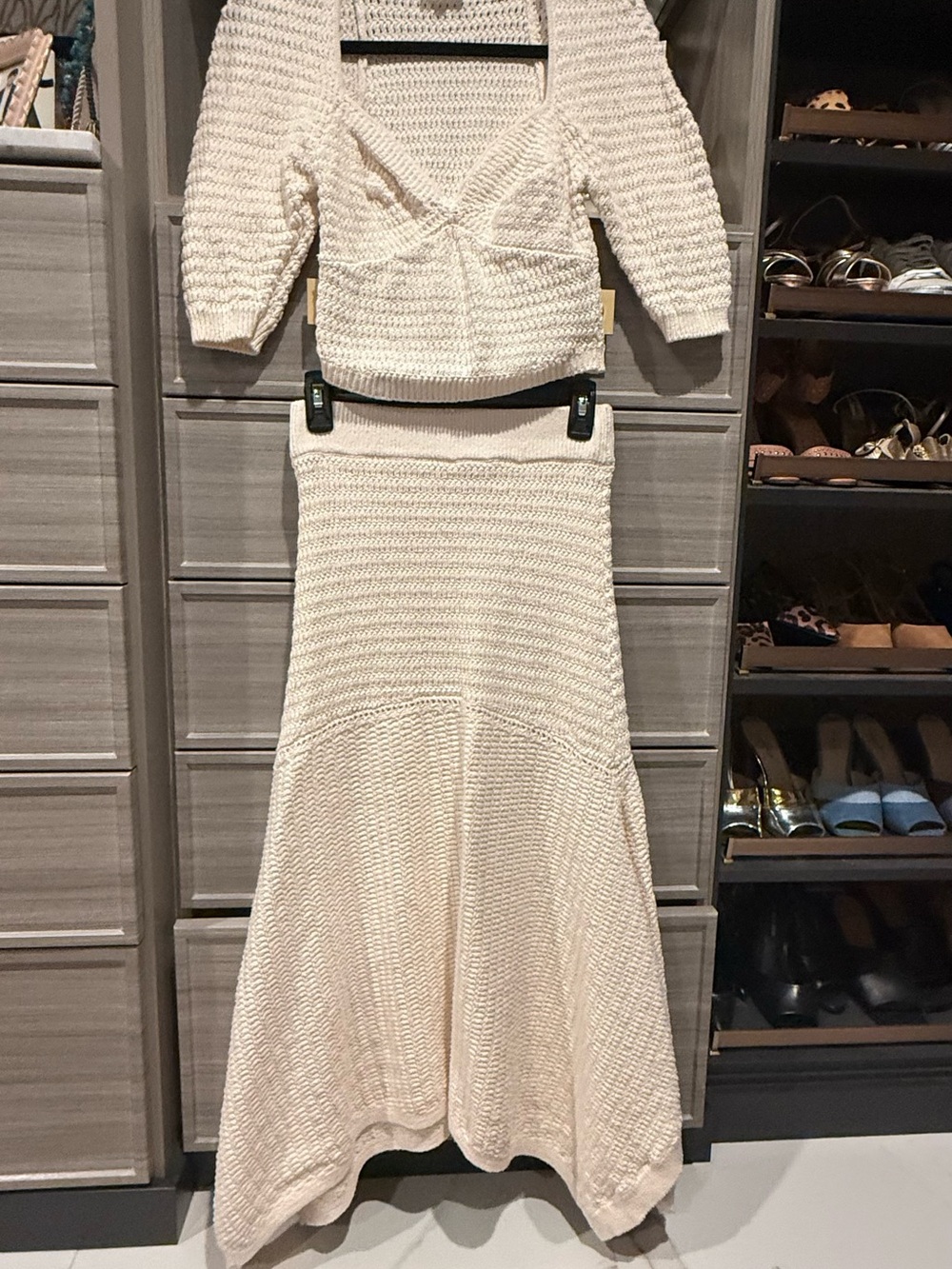 A.L.C. Cream Knit Maxi Skirt
